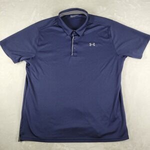 Under‎ Armour Short Sleeve Polo Shirt Men's 3XLT Blue Loose Fit Active Sports